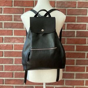 Longchamp Le Foulonne Black Leather Backpack